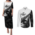 New Zealand Lawn Bowls Custom Couples Matching Puletasi and Long Sleeve Button Shirt Aotearoa Silver Fern - Aussie Hoodie
