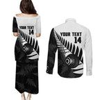 New Zealand Lawn Bowls Custom Couples Matching Puletasi and Long Sleeve Button Shirt Aotearoa Silver Fern - Aussie Hoodie