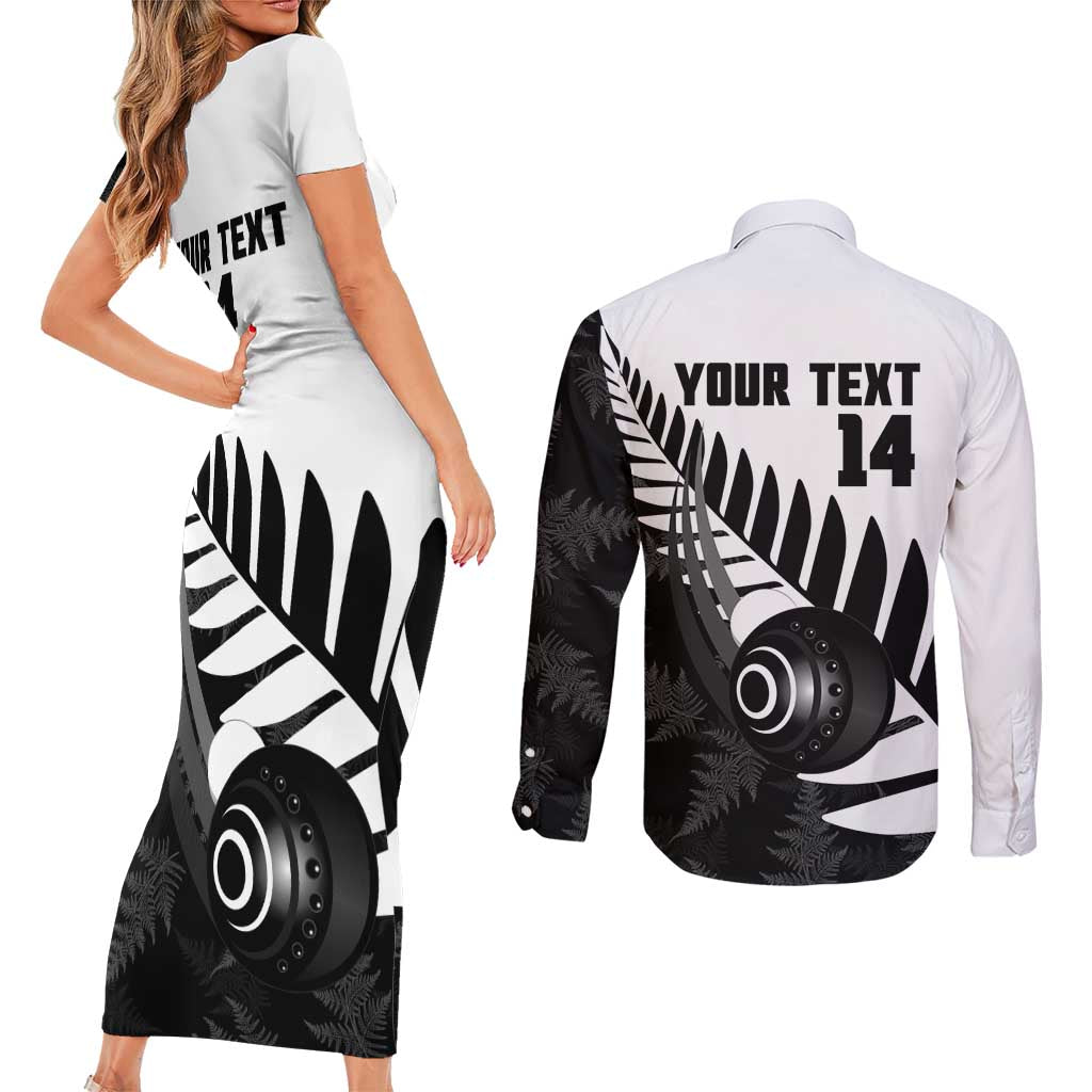 New Zealand Lawn Bowls Custom Couples Matching Short Sleeve Bodycon Dress and Long Sleeve Button Shirt Aotearoa Silver Fern - Aussie Hoodie
