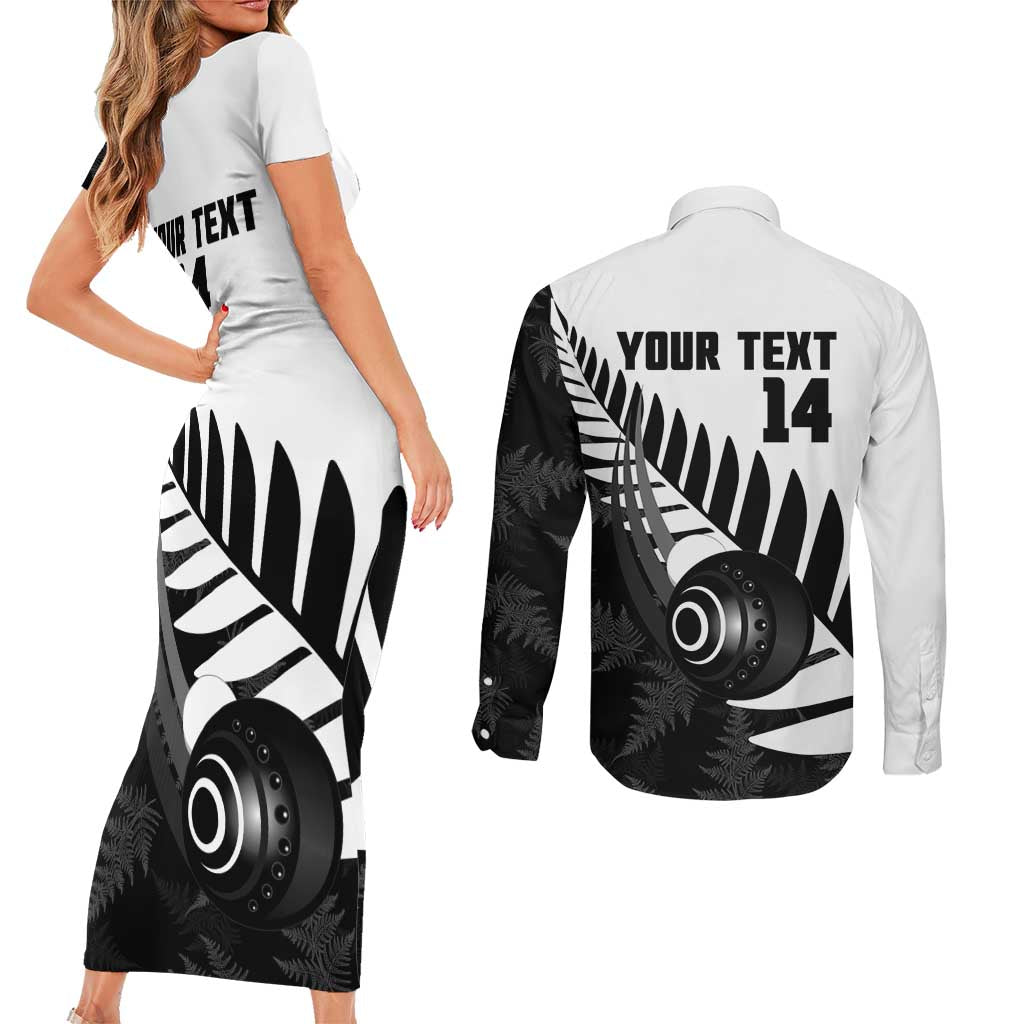 New Zealand Lawn Bowls Custom Couples Matching Short Sleeve Bodycon Dress and Long Sleeve Button Shirt Aotearoa Silver Fern - Aussie Hoodie