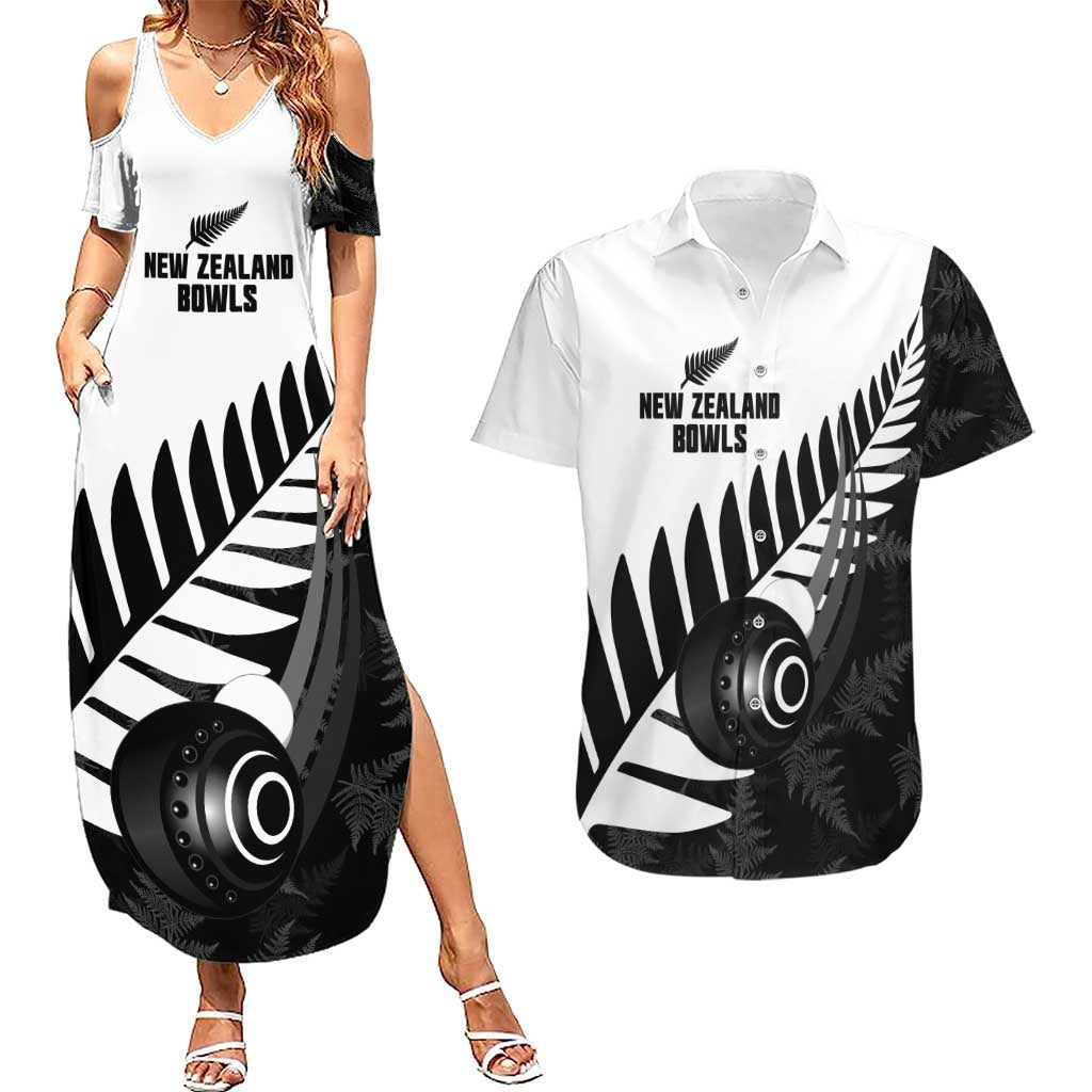 New Zealand Lawn Bowls Custom Couples Matching Summer Maxi Dress and Hawaiian Shirt Aotearoa Silver Fern - Aussie Hoodie
