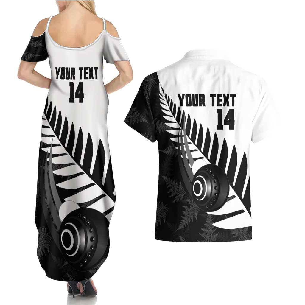 New Zealand Lawn Bowls Custom Couples Matching Summer Maxi Dress and Hawaiian Shirt Aotearoa Silver Fern - Aussie Hoodie