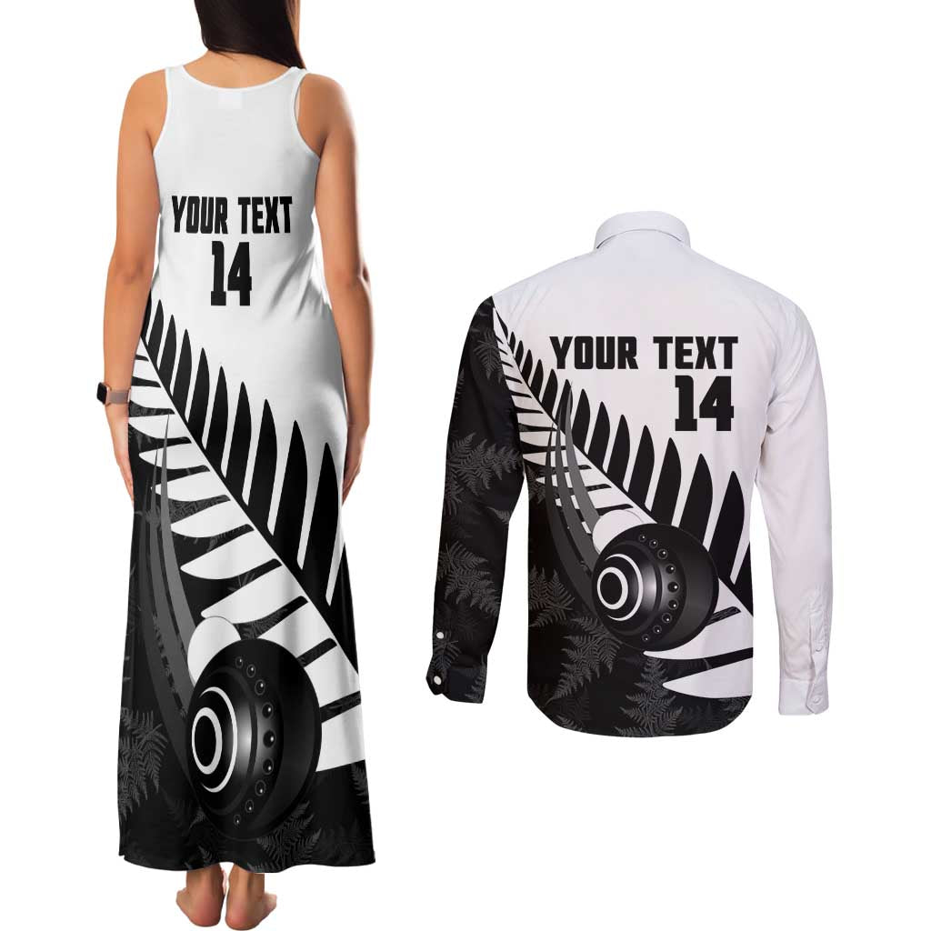 New Zealand Lawn Bowls Custom Couples Matching Tank Maxi Dress and Long Sleeve Button Shirt Aotearoa Silver Fern - Aussie Hoodie