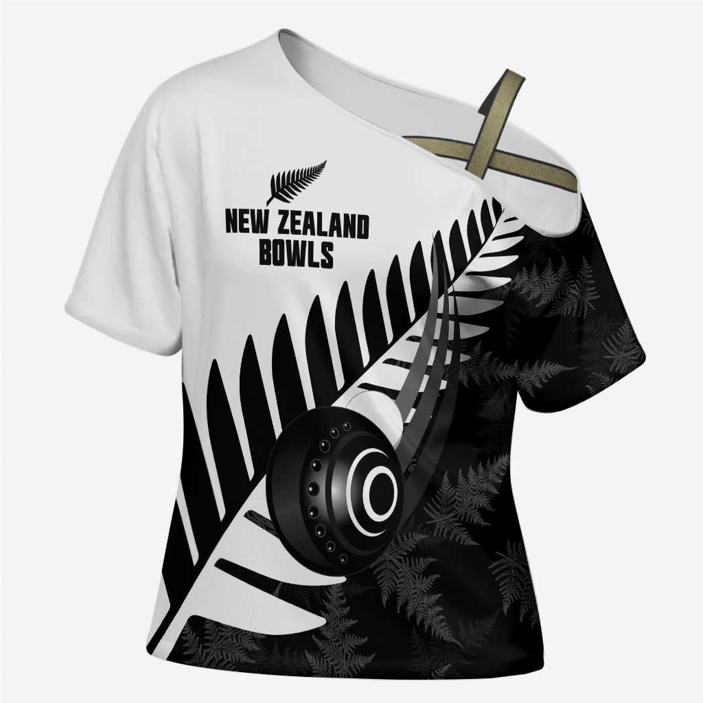 New Zealand Lawn Bowls Custom Cross Shoulder Shirt Aotearoa Silver Fern - Aussie Hoodie