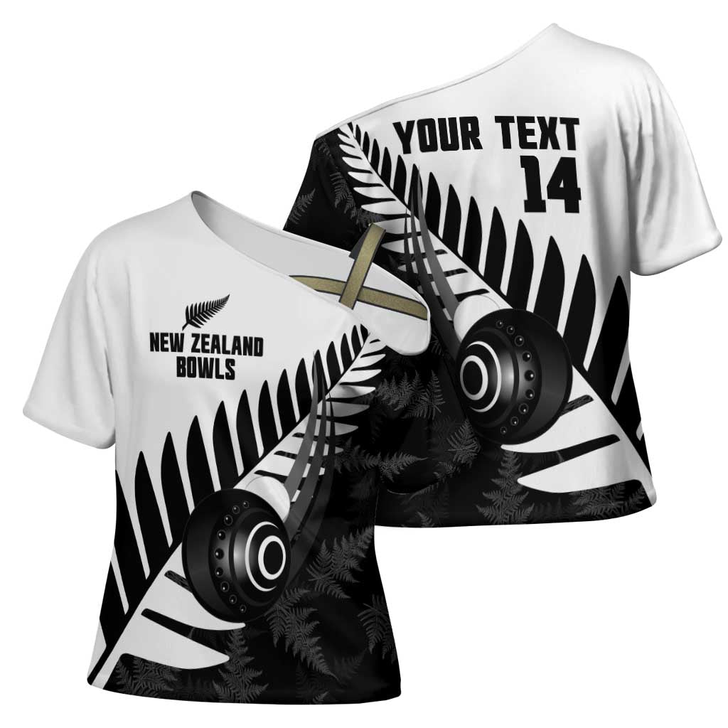 New Zealand Lawn Bowls Custom Cross Shoulder Shirt Aotearoa Silver Fern - Aussie Hoodie