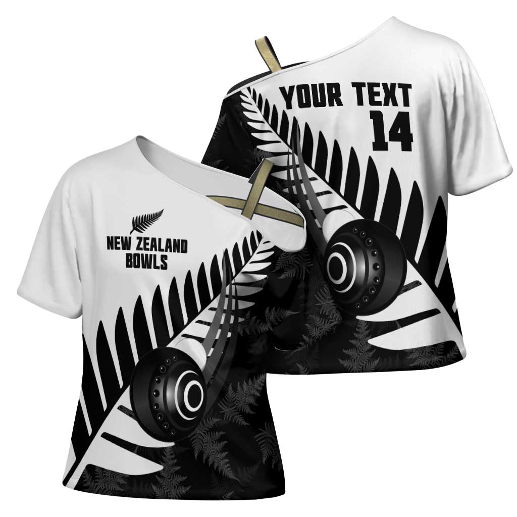 New Zealand Lawn Bowls Custom Cross Shoulder Shirt Aotearoa Silver Fern - Aussie Hoodie