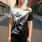 New Zealand Lawn Bowls Custom Cross Shoulder Shirt Aotearoa Silver Fern - Aussie Hoodie