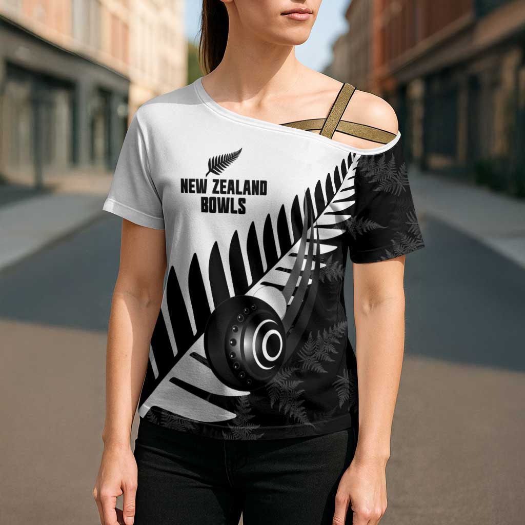 New Zealand Lawn Bowls Custom Cross Shoulder Shirt Aotearoa Silver Fern - Aussie Hoodie