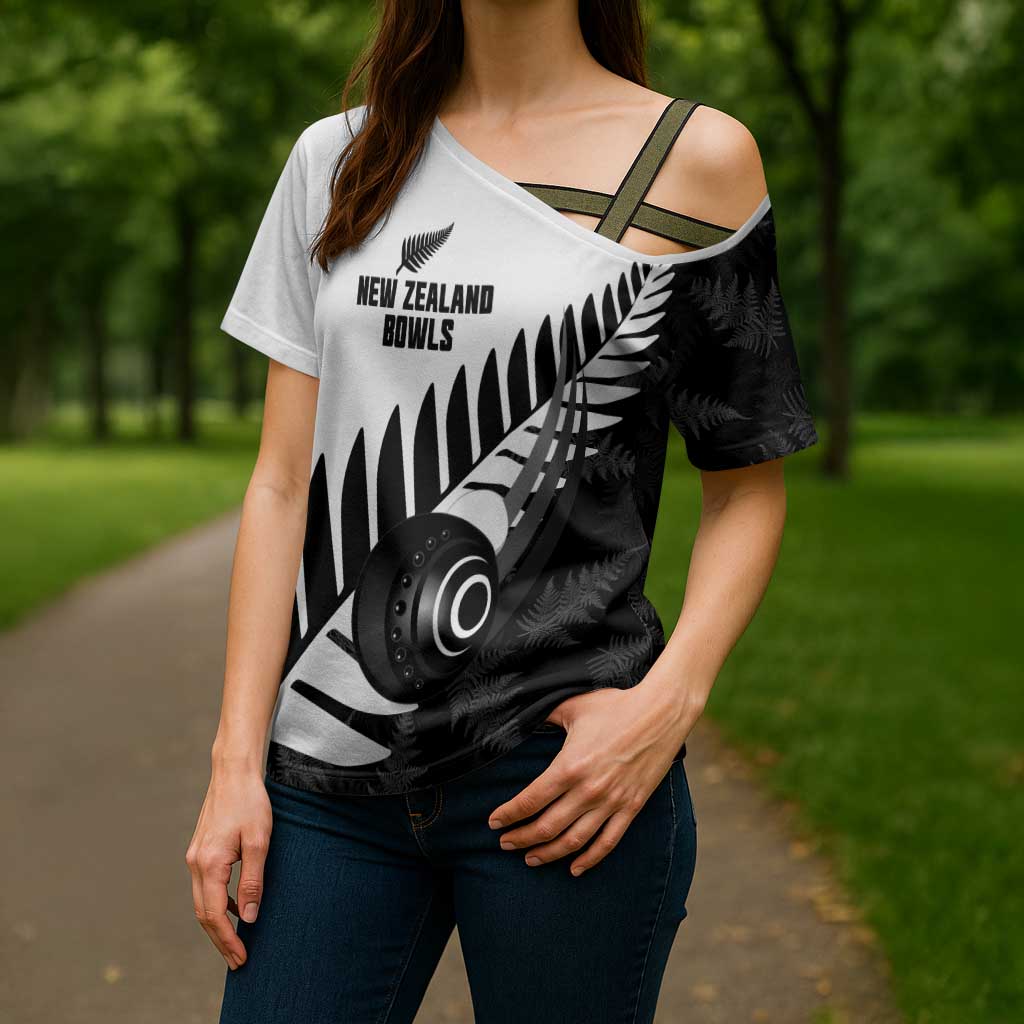 New Zealand Lawn Bowls Custom Cross Shoulder Shirt Aotearoa Silver Fern - Aussie Hoodie