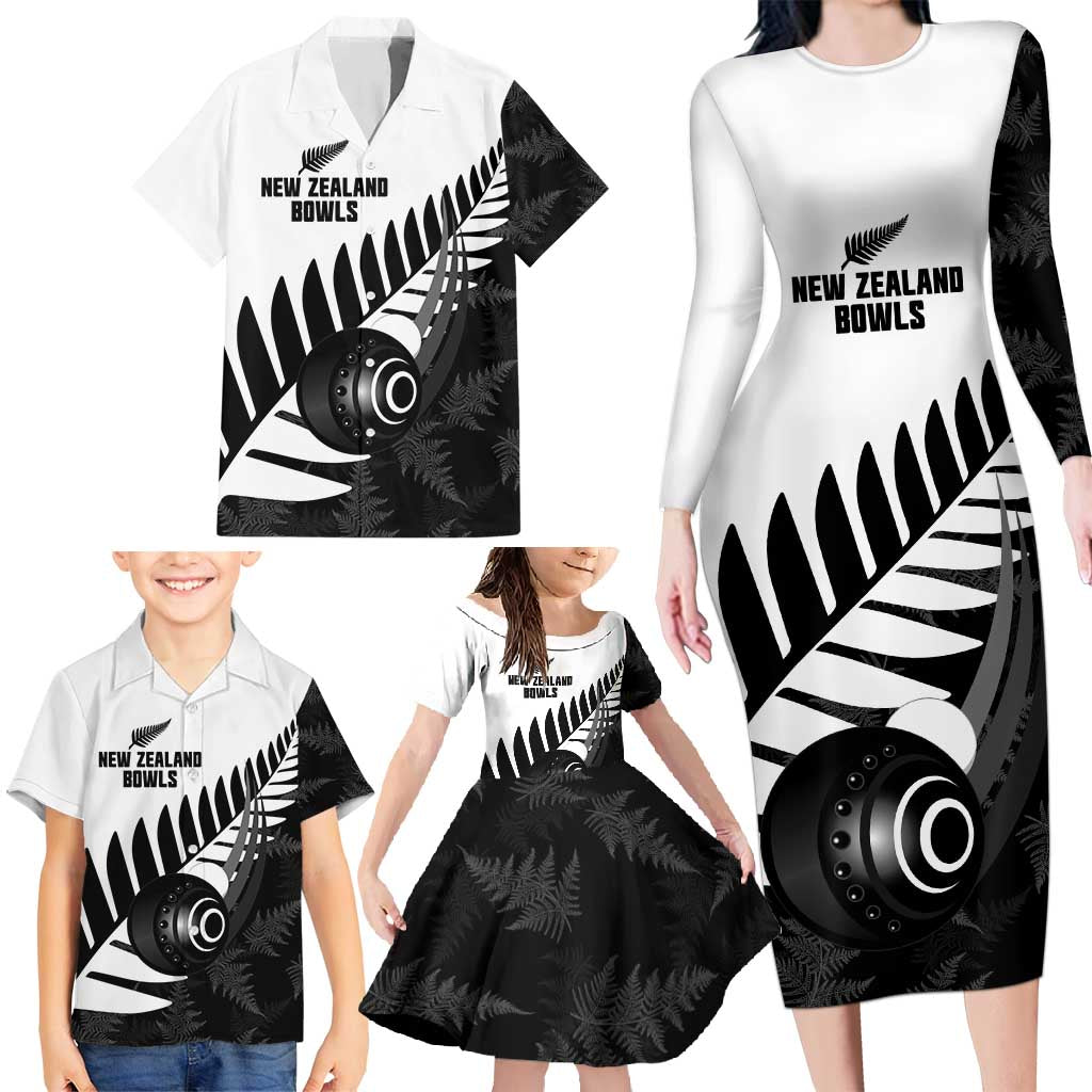 New Zealand Lawn Bowls Custom Family Matching Long Sleeve Bodycon Dress and Hawaiian Shirt Aotearoa Silver Fern - Aussie Hoodie