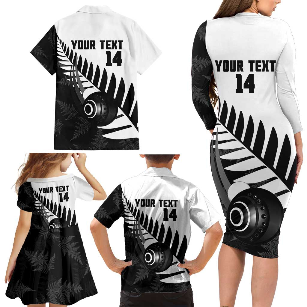 New Zealand Lawn Bowls Custom Family Matching Long Sleeve Bodycon Dress and Hawaiian Shirt Aotearoa Silver Fern - Aussie Hoodie