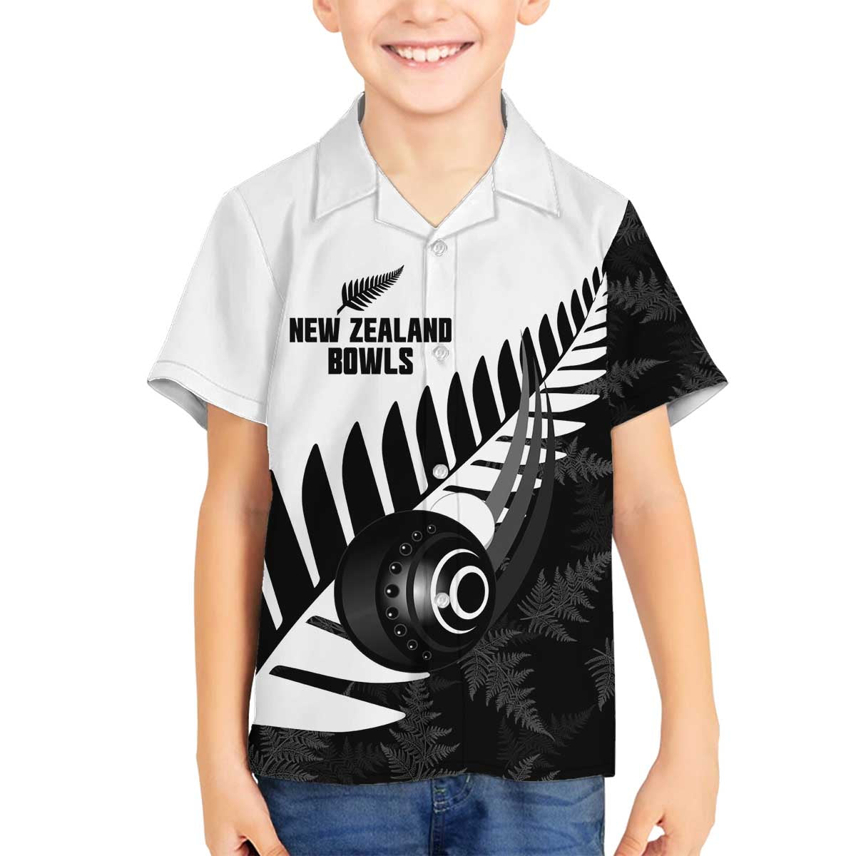 New Zealand Lawn Bowls Custom Family Matching Off The Shoulder Long Sleeve Dress and Hawaiian Shirt Aotearoa Silver Fern - Aussie Hoodie