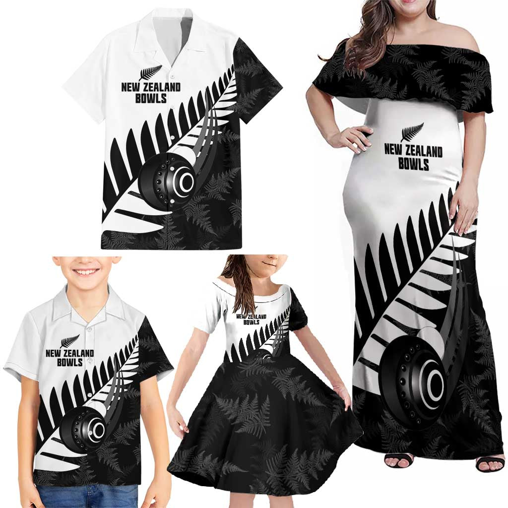 New Zealand Lawn Bowls Custom Family Matching Off Shoulder Maxi Dress and Hawaiian Shirt Aotearoa Silver Fern - Aussie Hoodie