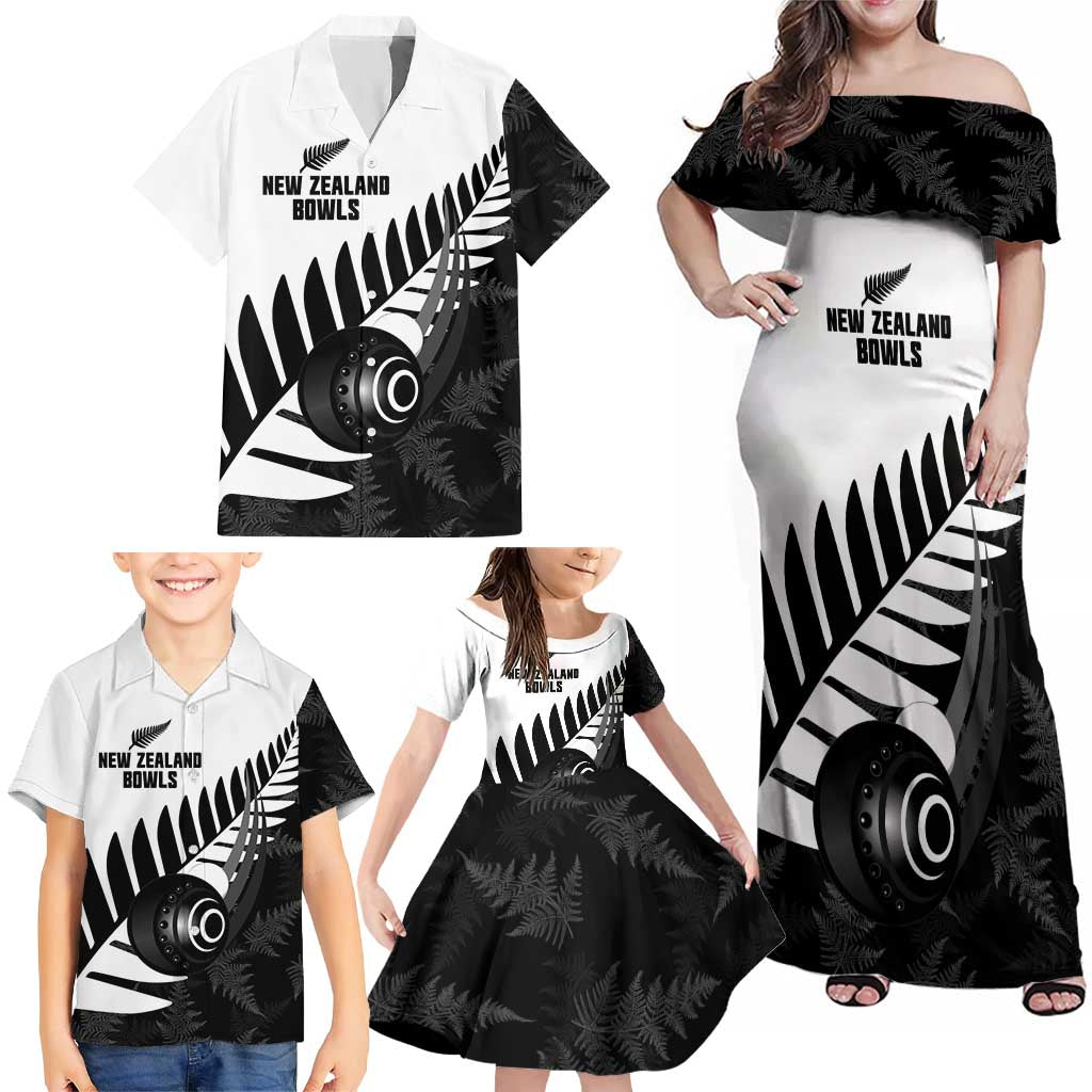 New Zealand Lawn Bowls Custom Family Matching Off Shoulder Maxi Dress and Hawaiian Shirt Aotearoa Silver Fern - Aussie Hoodie
