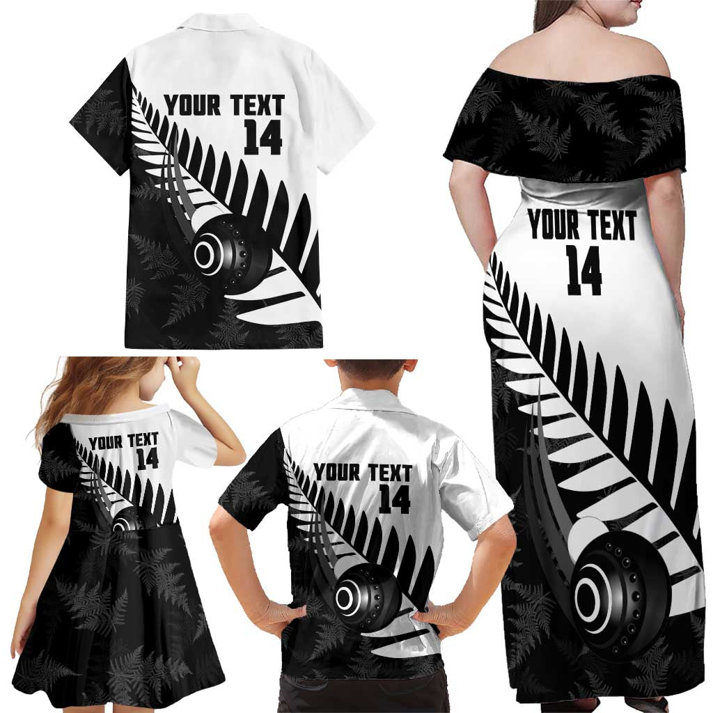 New Zealand Lawn Bowls Custom Family Matching Off Shoulder Maxi Dress and Hawaiian Shirt Aotearoa Silver Fern - Aussie Hoodie