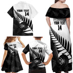 New Zealand Lawn Bowls Custom Family Matching Off Shoulder Maxi Dress and Hawaiian Shirt Aotearoa Silver Fern - Aussie Hoodie