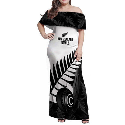 New Zealand Lawn Bowls Custom Family Matching Off Shoulder Maxi Dress and Hawaiian Shirt Aotearoa Silver Fern - Aussie Hoodie