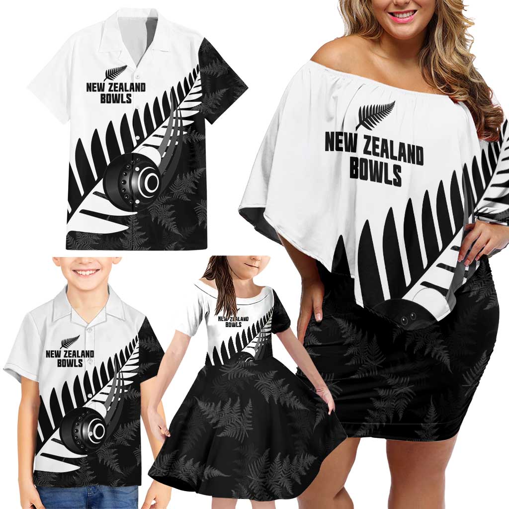 New Zealand Lawn Bowls Custom Family Matching Off Shoulder Short Dress and Hawaiian Shirt Aotearoa Silver Fern - Aussie Hoodie