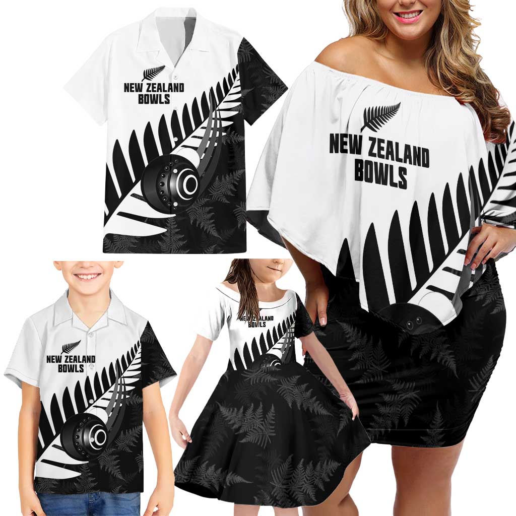 New Zealand Lawn Bowls Custom Family Matching Off Shoulder Short Dress and Hawaiian Shirt Aotearoa Silver Fern - Aussie Hoodie