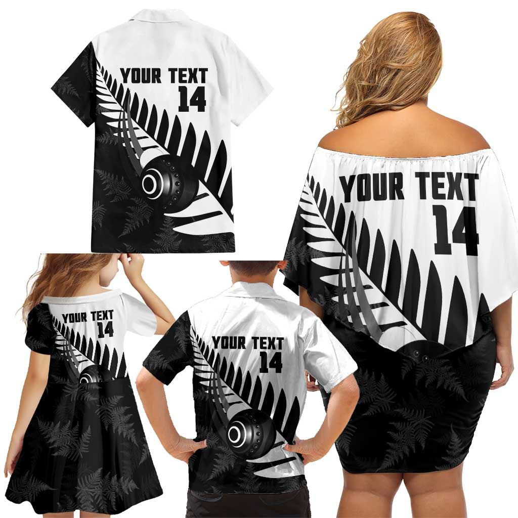 New Zealand Lawn Bowls Custom Family Matching Off Shoulder Short Dress and Hawaiian Shirt Aotearoa Silver Fern - Aussie Hoodie
