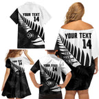 New Zealand Lawn Bowls Custom Family Matching Off Shoulder Short Dress and Hawaiian Shirt Aotearoa Silver Fern - Aussie Hoodie