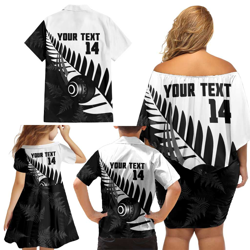 New Zealand Lawn Bowls Custom Family Matching Off Shoulder Short Dress and Hawaiian Shirt Aotearoa Silver Fern - Aussie Hoodie