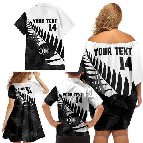New Zealand Lawn Bowls Custom Family Matching Off Shoulder Short Dress and Hawaiian Shirt Aotearoa Silver Fern - Aussie Hoodie