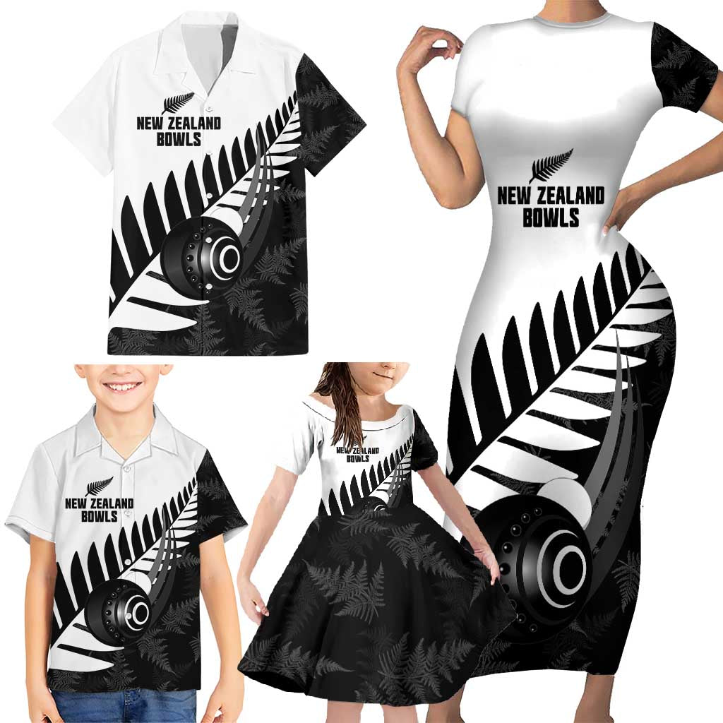 New Zealand Lawn Bowls Custom Family Matching Short Sleeve Bodycon Dress and Hawaiian Shirt Aotearoa Silver Fern - Aussie Hoodie