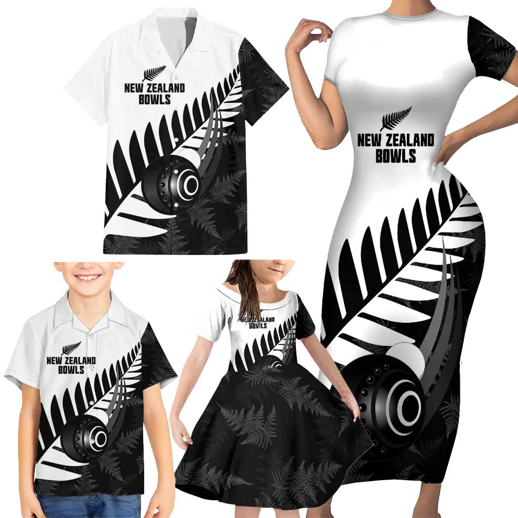 New Zealand Lawn Bowls Custom Family Matching Short Sleeve Bodycon Dress and Hawaiian Shirt Aotearoa Silver Fern - Aussie Hoodie