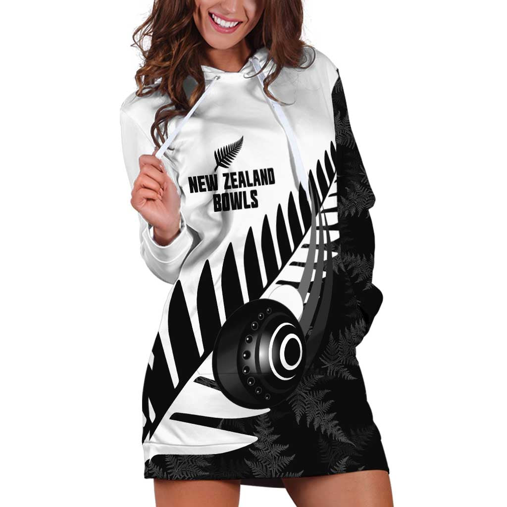 New Zealand Lawn Bowls Custom Hoodie Dress Aotearoa Silver Fern - Aussie Hoodie