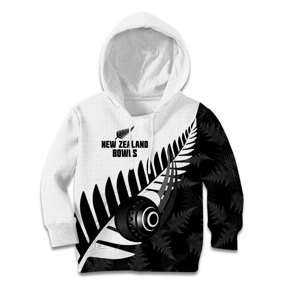 New Zealand Lawn Bowls Custom Kid Hoodie Aotearoa Silver Fern - Aussie Hoodie