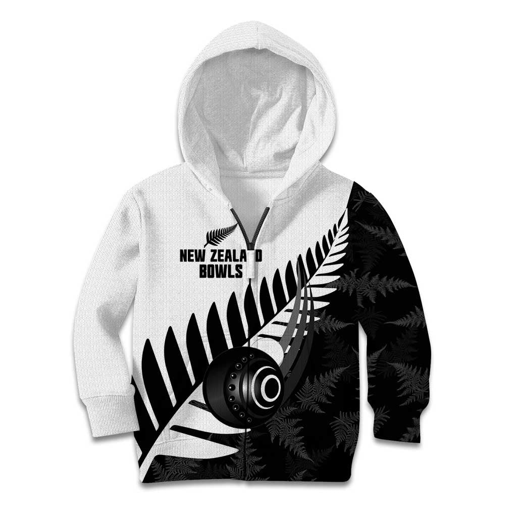 New Zealand Lawn Bowls Custom Kid Hoodie Aotearoa Silver Fern - Aussie Hoodie