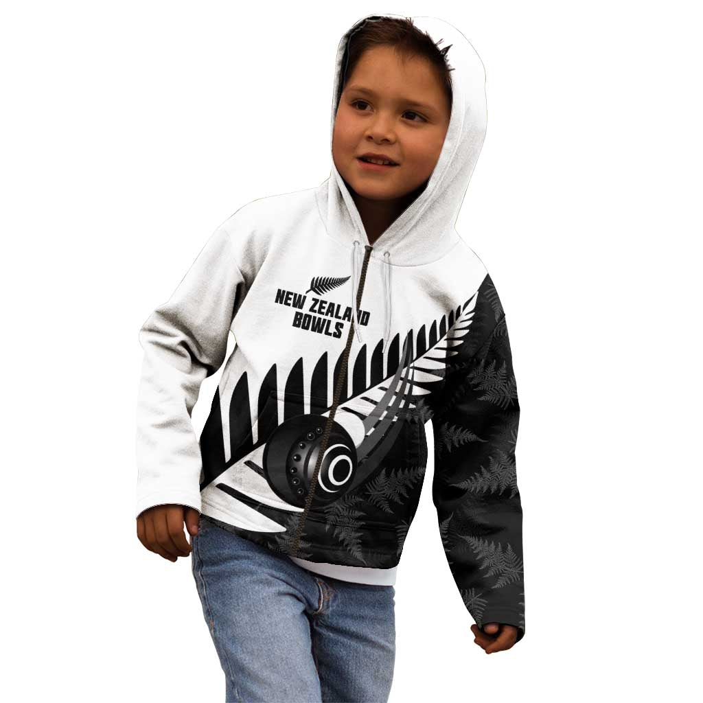 New Zealand Lawn Bowls Custom Kid Hoodie Aotearoa Silver Fern - Aussie Hoodie