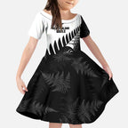New Zealand Lawn Bowls Custom Kid Short Sleeve Dress Aotearoa Silver Fern - Aussie Hoodie