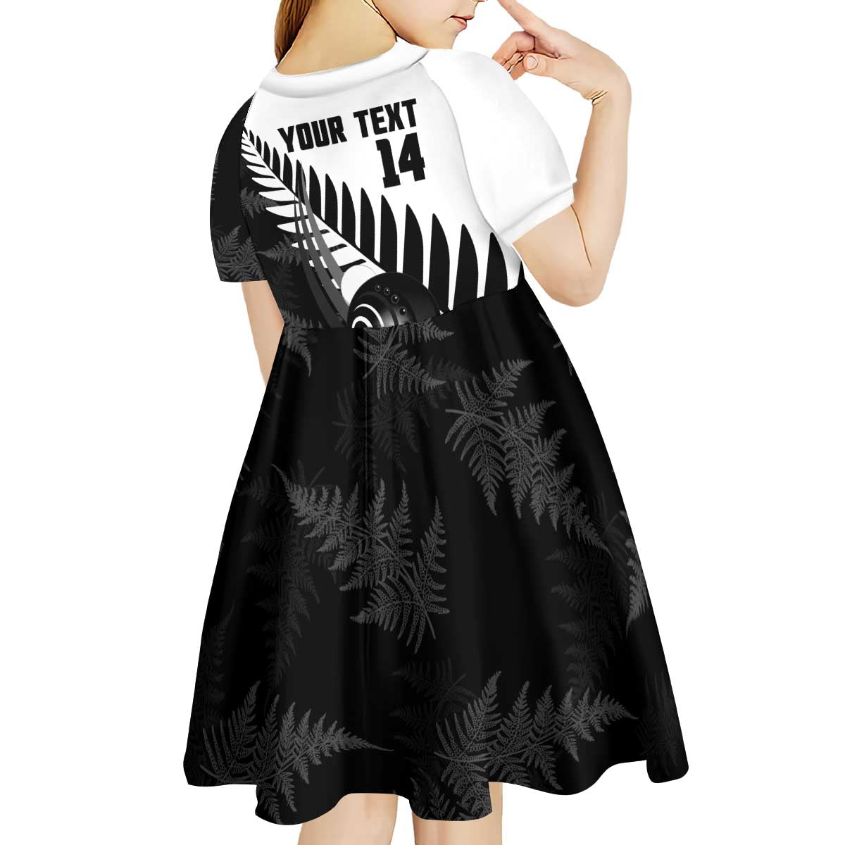 New Zealand Lawn Bowls Custom Kid Short Sleeve Dress Aotearoa Silver Fern - Aussie Hoodie