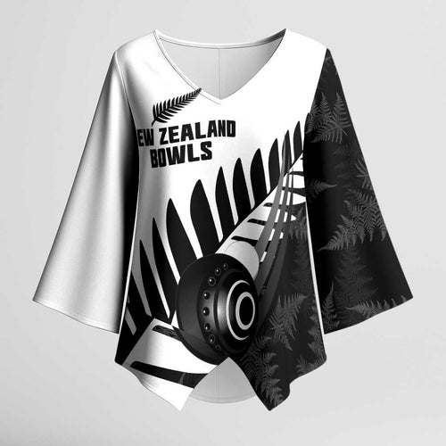 New Zealand Lawn Bowls Custom Kimono Sleeve Blouse Aotearoa Silver Fern - Aussie Hoodie
