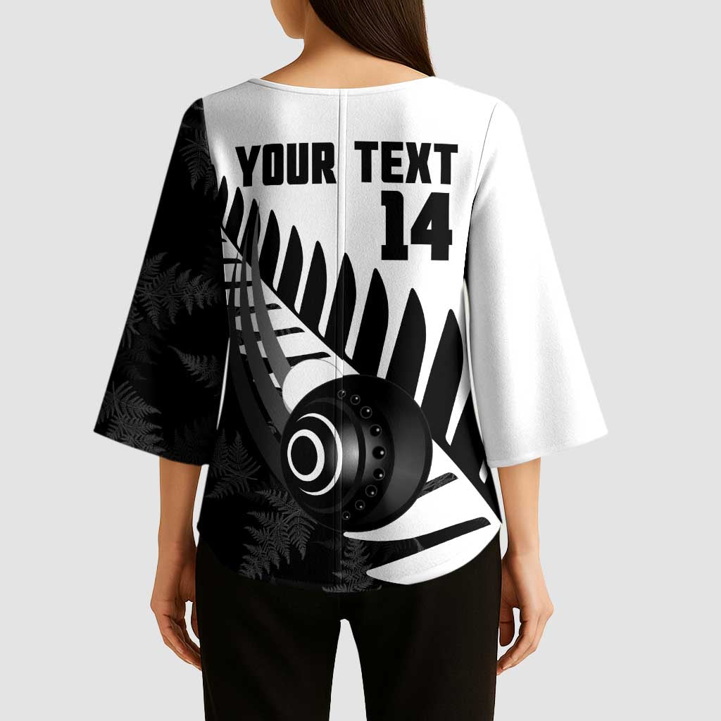 New Zealand Lawn Bowls Custom Kimono Sleeve Blouse Aotearoa Silver Fern - Aussie Hoodie