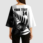 New Zealand Lawn Bowls Custom Kimono Sleeve Blouse Aotearoa Silver Fern - Aussie Hoodie