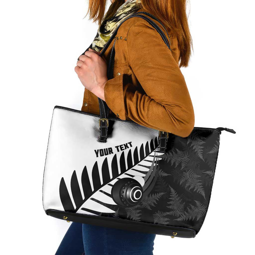 New Zealand Lawn Bowls Custom Leather Tote Bag Aotearoa Silver Fern - Aussie Hoodie