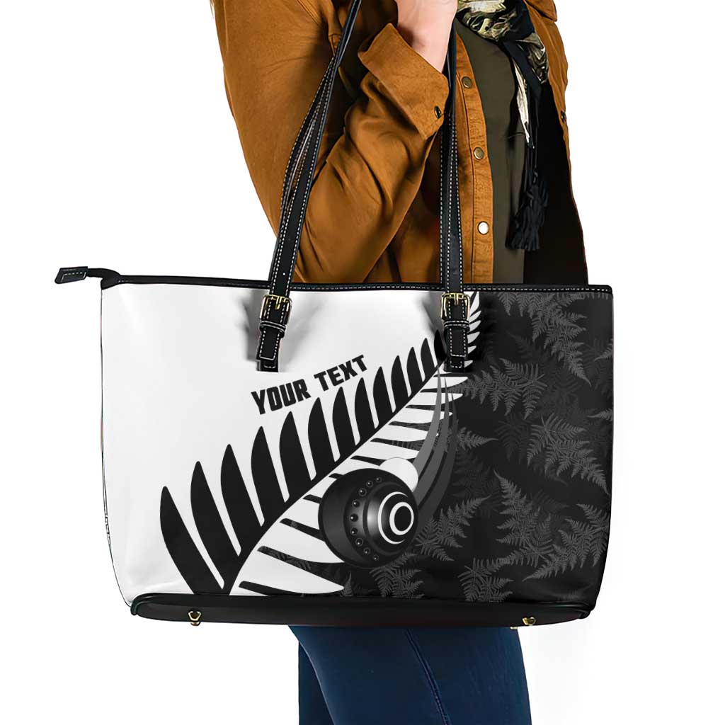 New Zealand Lawn Bowls Custom Leather Tote Bag Aotearoa Silver Fern - Aussie Hoodie