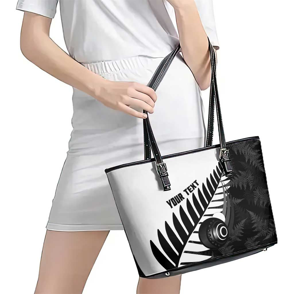 New Zealand Lawn Bowls Custom Leather Tote Bag Aotearoa Silver Fern - Aussie Hoodie