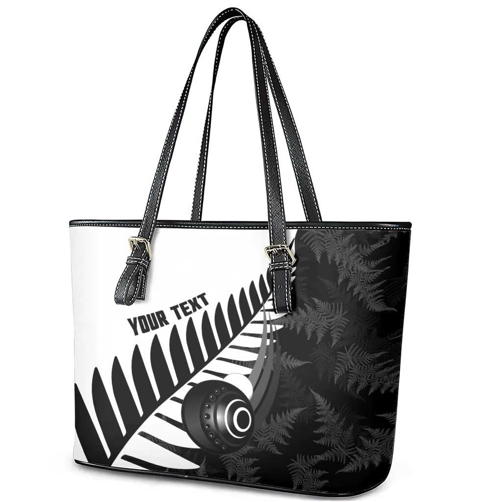 New Zealand Lawn Bowls Custom Leather Tote Bag Aotearoa Silver Fern - Aussie Hoodie