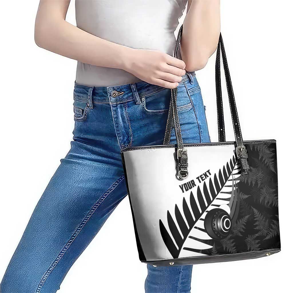 New Zealand Lawn Bowls Custom Leather Tote Bag Aotearoa Silver Fern - Aussie Hoodie