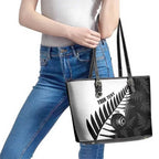 New Zealand Lawn Bowls Custom Leather Tote Bag Aotearoa Silver Fern - Aussie Hoodie