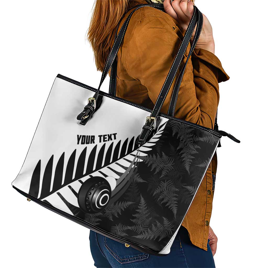 New Zealand Lawn Bowls Custom Leather Tote Bag Aotearoa Silver Fern - Aussie Hoodie