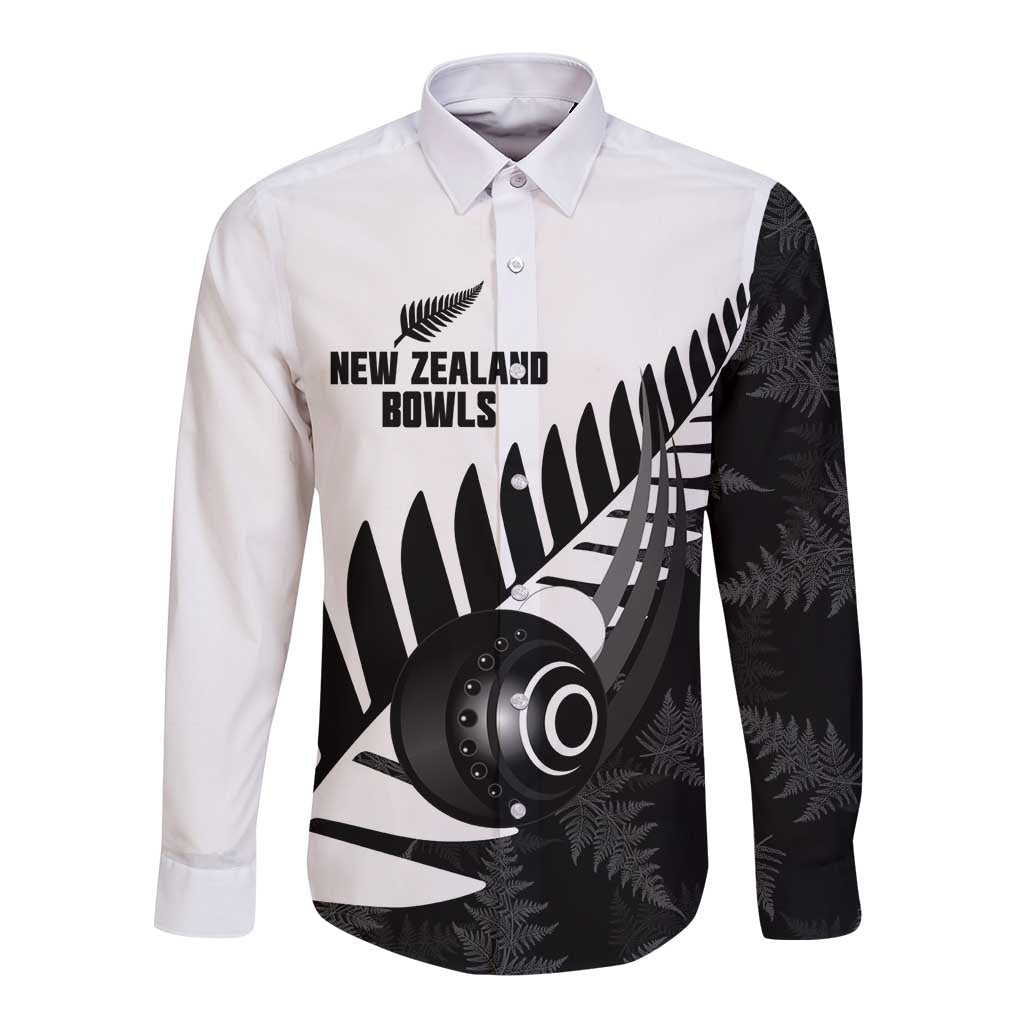 New Zealand Lawn Bowls Custom Long Sleeve Button Shirt Aotearoa Silver Fern - Aussie Hoodie