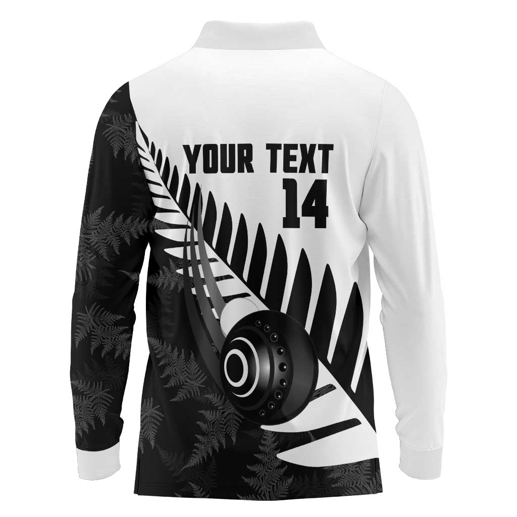 New Zealand Lawn Bowls Custom Long Sleeve Polo Shirt Aotearoa Silver Fern - Aussie Hoodie
