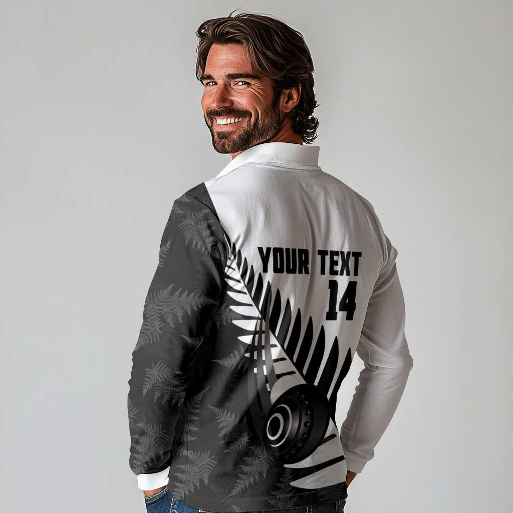 New Zealand Lawn Bowls Custom Long Sleeve Polo Shirt Aotearoa Silver Fern - Aussie Hoodie