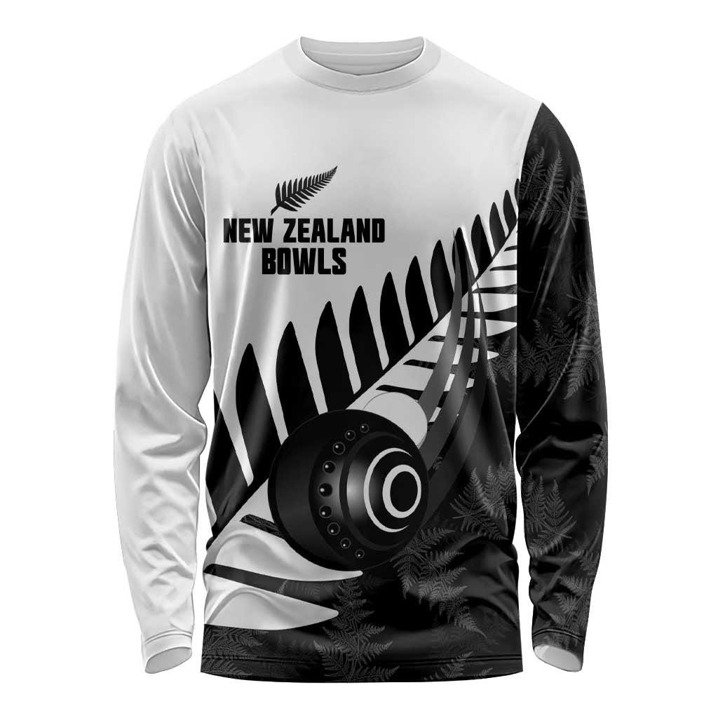 New Zealand Lawn Bowls Custom Long Sleeve Shirt Aotearoa Silver Fern - Aussie Hoodie