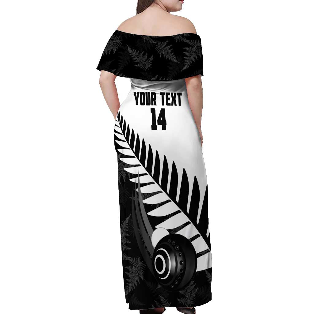 New Zealand Lawn Bowls Custom Off Shoulder Maxi Dress Aotearoa Silver Fern - Aussie Hoodie
